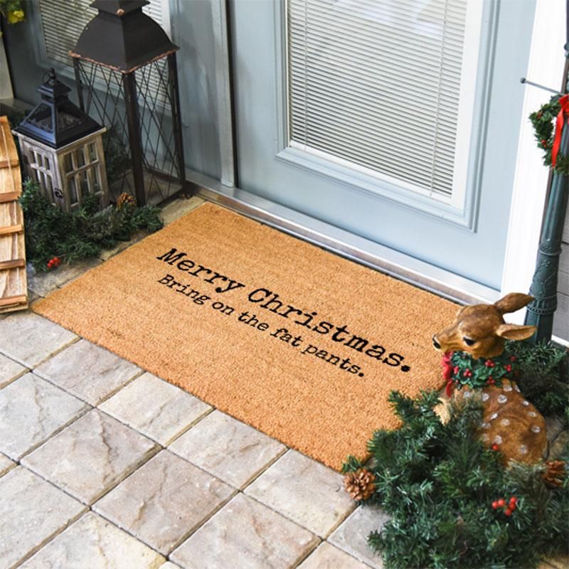 Outdoor Mat- Merry Christmas Bring On The Fat Pants Classic Background Door Mat Home Decor