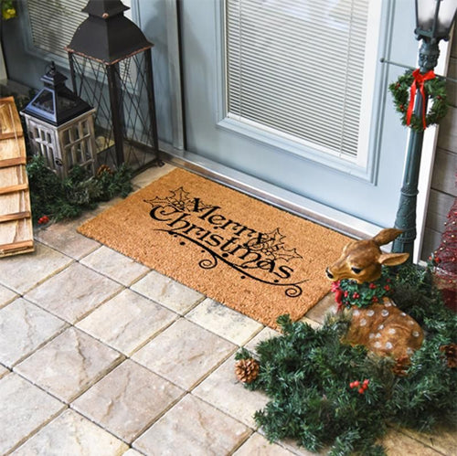 Outdoor Mat- Merry Christmas Mistletoe Vintage Style Door Mat Home Decor
