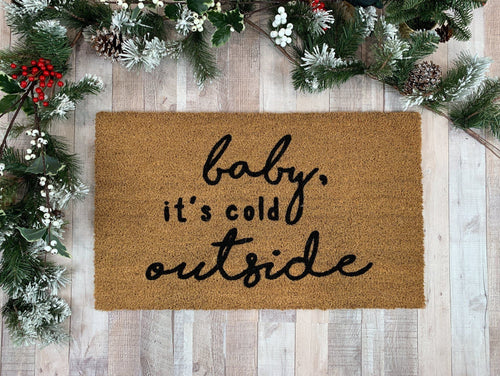 Outdoor Mat- Baby It's Cold Outside Christmas In Vintage Style Door Mat Home Decor
