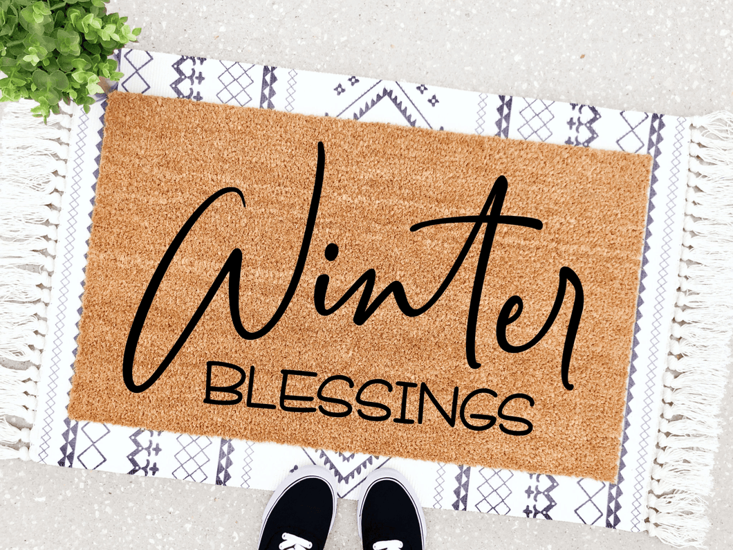 Outdoor Mat- Winter Blessings On Peru Background Doormat Home Decor