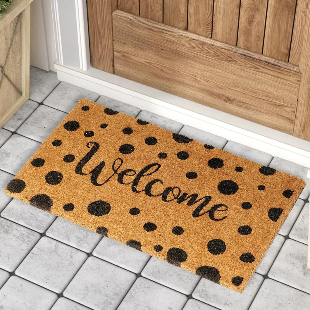 Outdoor Mat- Black Polka Dot Welcome Cool Design Doormat Home Decor