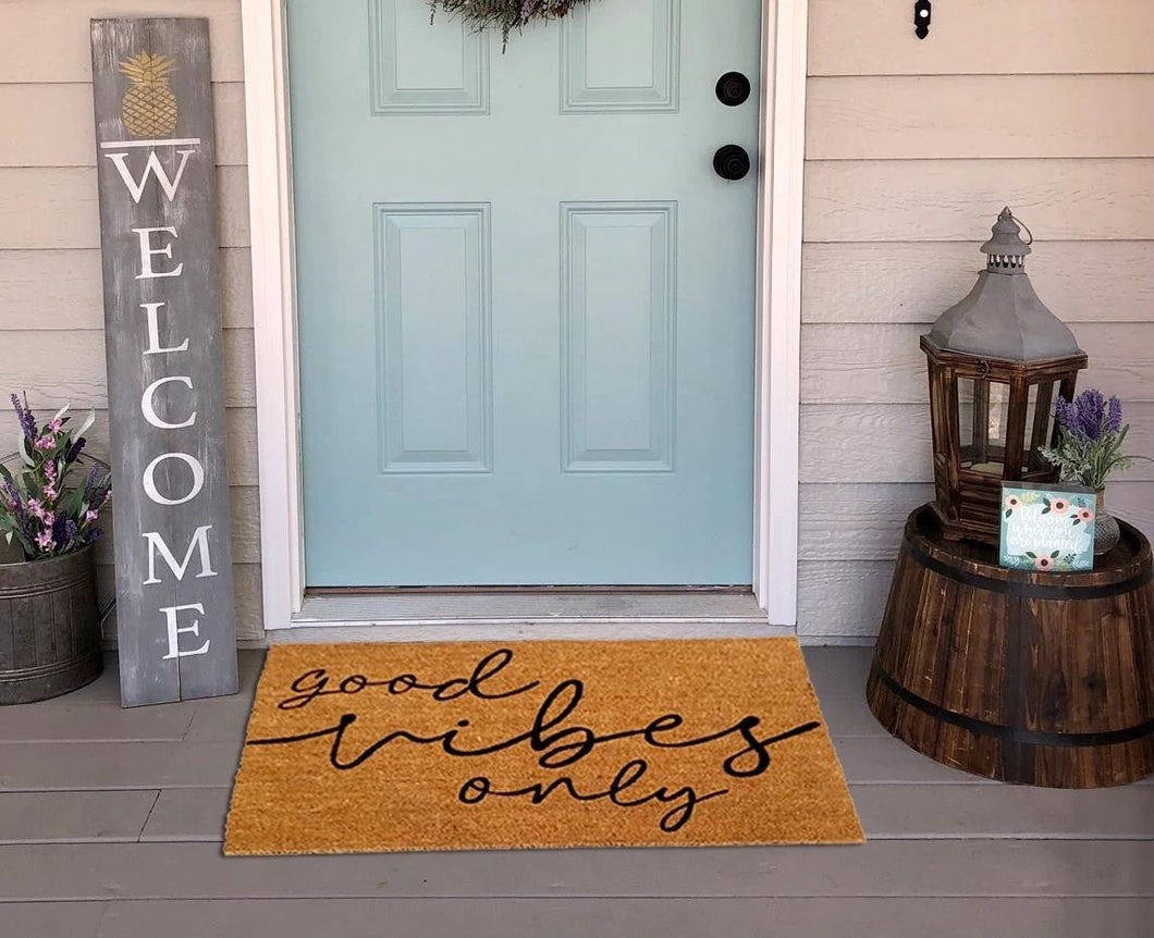 Outdoor Mat- Funny Good Vibes Only Classic Brown Design Doormat Home Decor