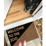 Outdoor Mat- Welcome To The Zoo Black Striped Design Doormat Home Decor