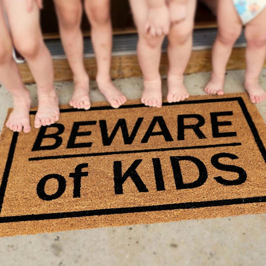 Outdoor Mat- Funny Quotes Beware Of Kids Design Doormat Home Decor