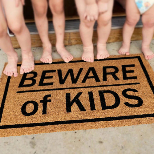 Outdoor Mat- Funny Quotes Beware Of Kids Design Doormat Home Decor