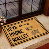 Outdoor Mat- Keys Phone Wallet Hand Drawn Pattern Line Frame Doormat Home Decor