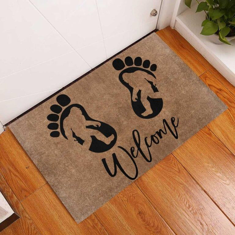 Outdoor Mat- Bigfoot Foot Prints On Beige Background Welcome Doormat Home Decor