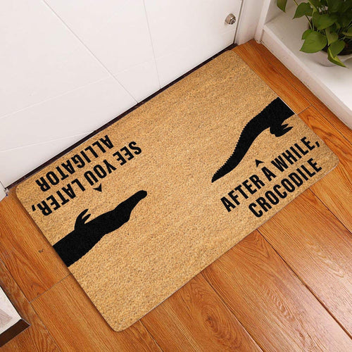 Outdoor Mat- After A While Funny Crocodile In Half Pattern Doormat Home Decor