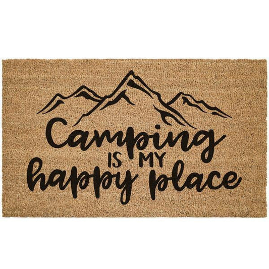 Outdoor Mat- Camping Is My Happy Place Gift For Camper Doormat Home Decor