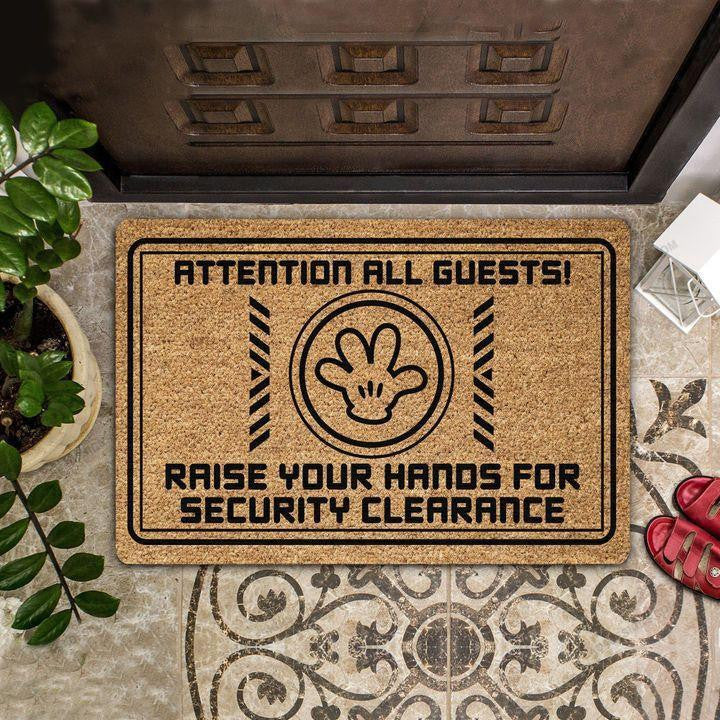 Outdoor Mat- Attention All Guests And Raise Your Hand Doormat Home Decor