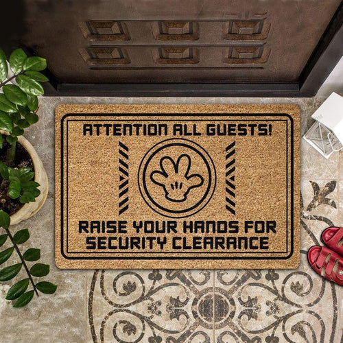 Outdoor Mat- Attention All Guests And Raise Your Hand Doormat Home Decor