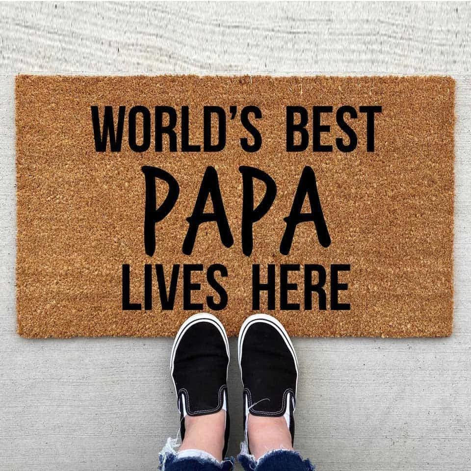 Outdoor Mat- Worlds Best Papa Lives Here Dark Beige Design Doormat Home Decor
