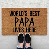 Outdoor Mat- Worlds Best Papa Lives Here Dark Beige Design Doormat Home Decor