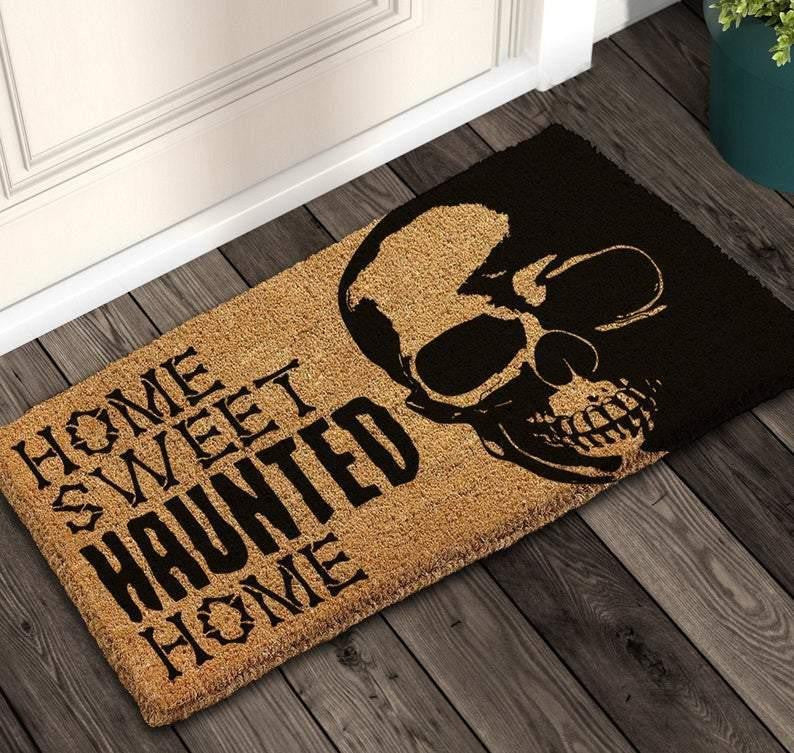 Outdoor Mat- Halloween Skull Home Sweet Haunted Home Doormat Home Decor