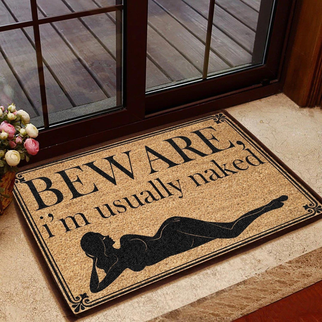 Outdoor Mat- Bew Are I Am Usually Naked Sexy Girl Silhouette Pattern Doormat Home Decor