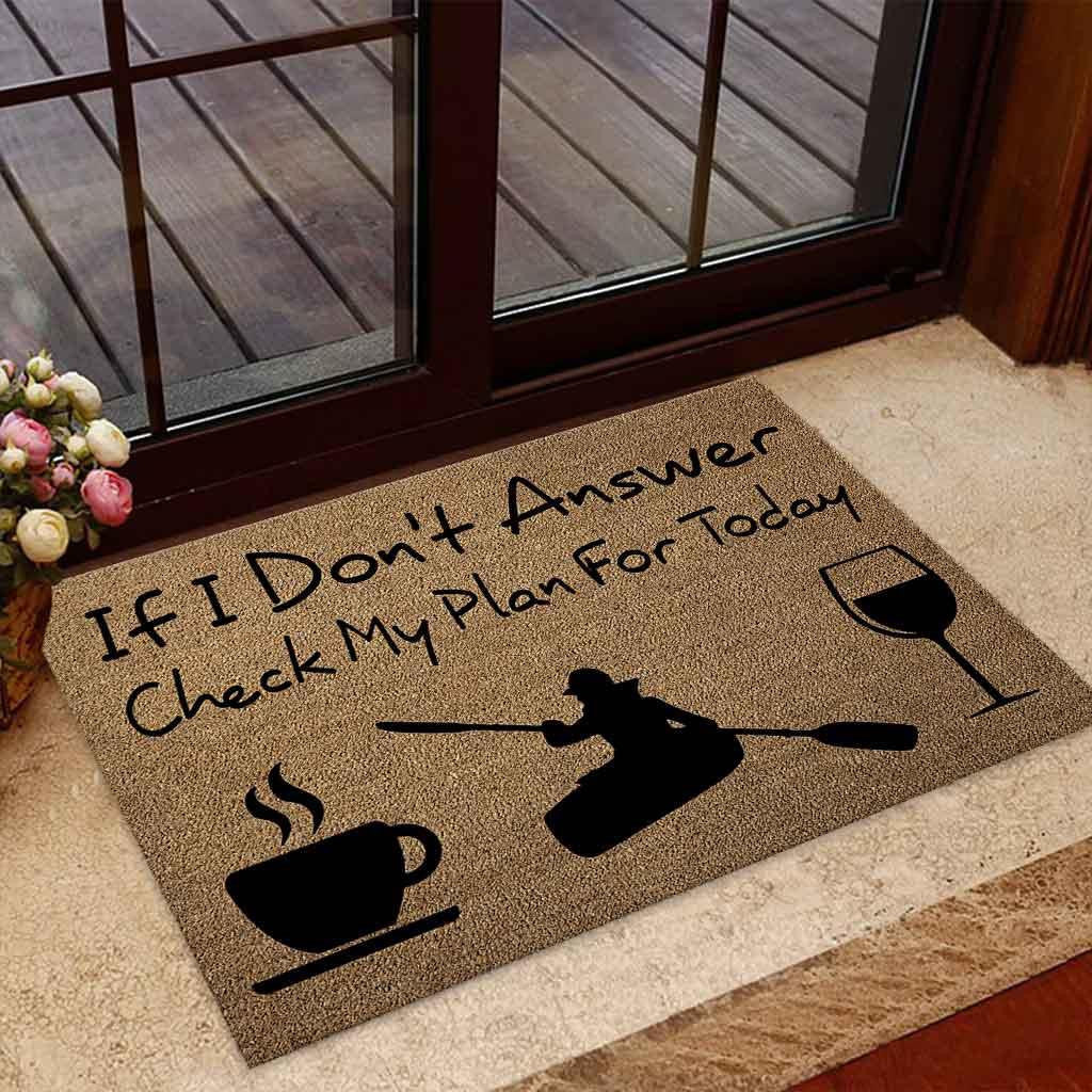 Outdoor Mat- If I Do Not Answer Check My Plan For Today Cup Glass Pattern Doormat Home Decor