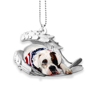 Godmerch- Ornaments- American Bulldog- Sleeping Angel-Two Sided Ornament, Dog Ornaments, Car Ornaments