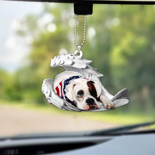 Godmerch- Ornaments- American Bulldog- Sleeping Angel-Two Sided Ornament, Dog Ornaments, Car Ornaments