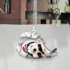 Godmerch- Ornaments- American Bulldog- Sleeping Angel-Two Sided Ornament, Dog Ornaments, Car Ornaments