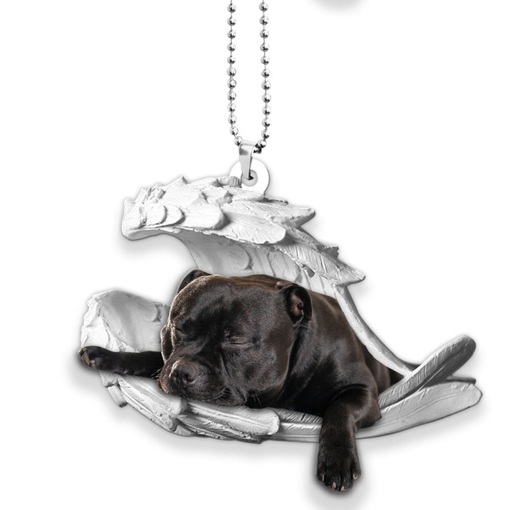 Godmerch- Ornaments- American Staffordshire Terrier- Sleeping Angel-Two Sided Ornament, Dog Ornaments, Car Ornaments