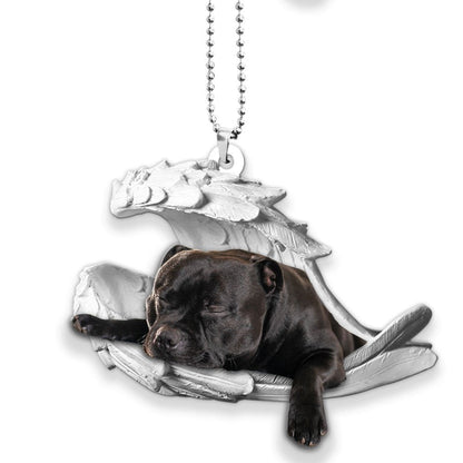 Godmerch- Ornaments- American Staffordshire Terrier- Sleeping Angel-Two Sided Ornament, Dog Ornaments, Car Ornaments