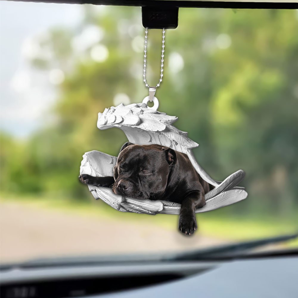 Godmerch- Ornaments- American Staffordshire Terrier- Sleeping Angel-Two Sided Ornament, Dog Ornaments, Car Ornaments