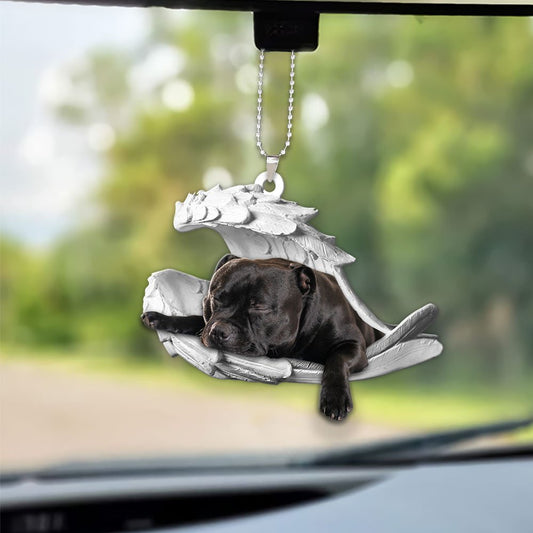 Godmerch- Ornaments- American Staffordshire Terrier- Sleeping Angel-Two Sided Ornament, Dog Ornaments, Car Ornaments