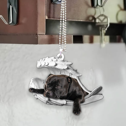 Godmerch- Ornaments- American Staffordshire Terrier- Sleeping Angel-Two Sided Ornament, Dog Ornaments, Car Ornaments
