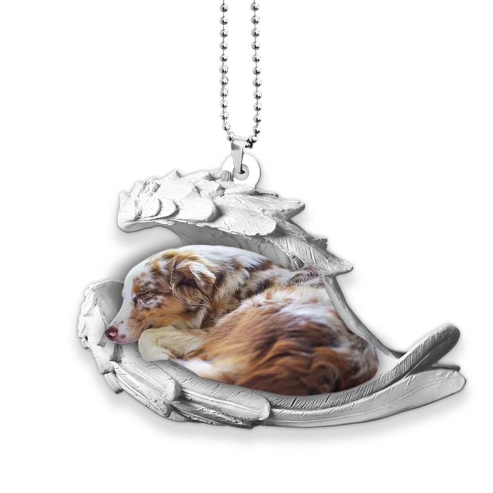 Godmerch- Ornaments- Australian Shepherd- Sleeping Angel-Two Sided Ornament, Dog Ornaments, Car Ornaments