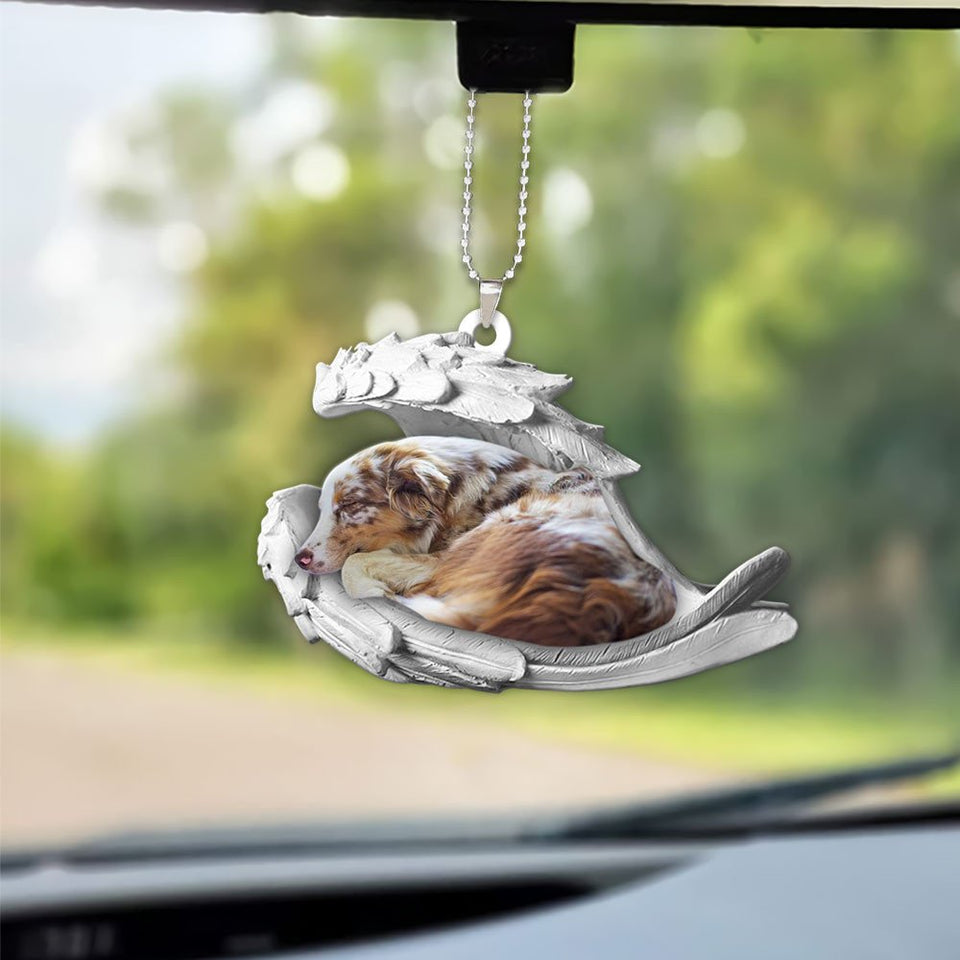 Godmerch- Ornaments- Australian Shepherd- Sleeping Angel-Two Sided Ornament, Dog Ornaments, Car Ornaments