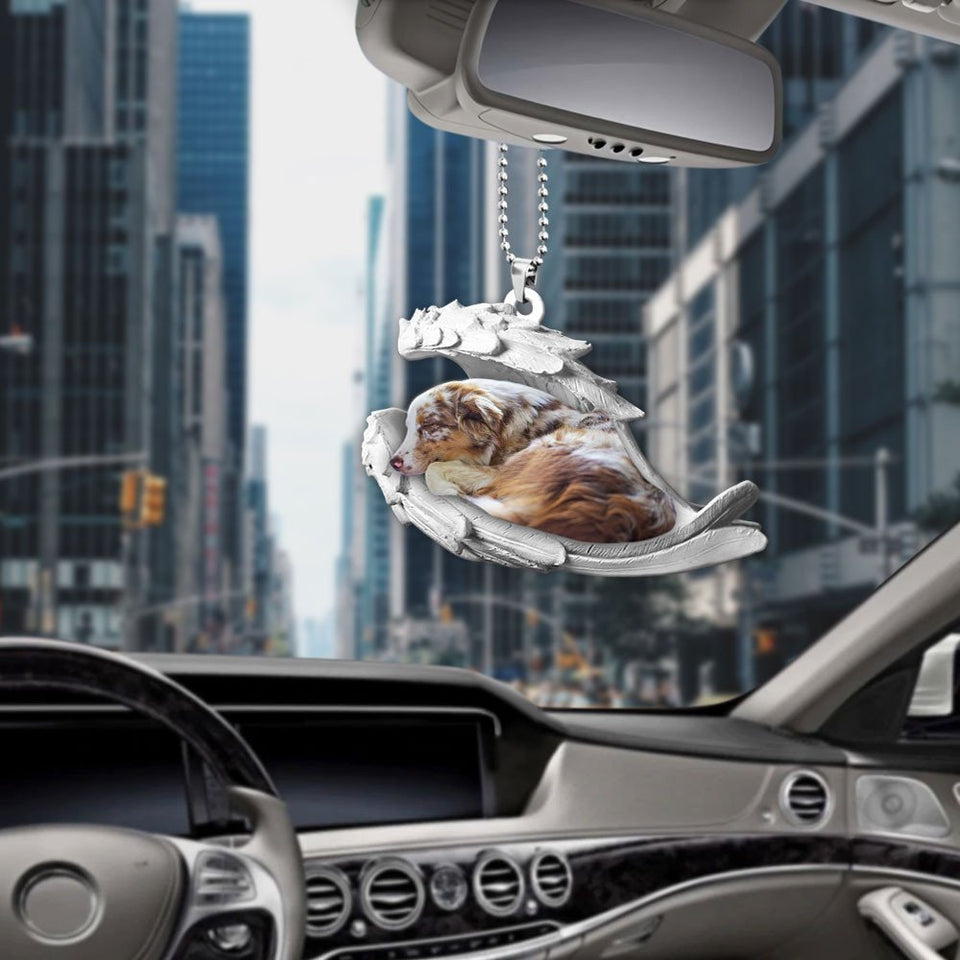 Godmerch- Ornaments- Australian Shepherd- Sleeping Angel-Two Sided Ornament, Dog Ornaments, Car Ornaments