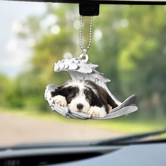 Godmerch- Ornaments- Bearded Collie- Sleeping Angel-Two Sided Ornament, Dog Ornaments, Car Ornaments