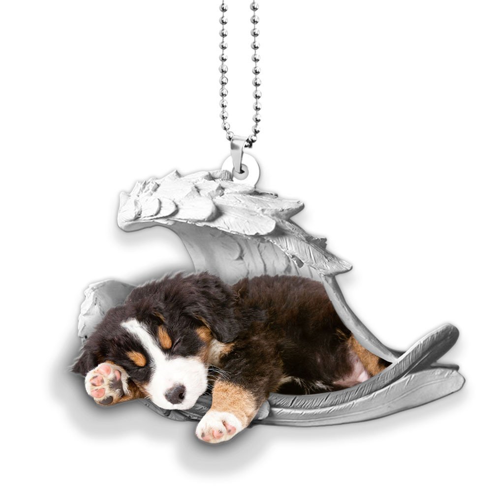 Godmerch- Ornaments- Bernese Mountainn- Sleeping Angel-Two Sided Ornament, Dog Ornaments, Car Ornaments