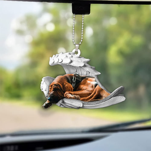 Godmerch- Ornaments- Bloodhound- Sleeping Angel-Two Sided Ornament, Dog Ornaments, Car Ornaments