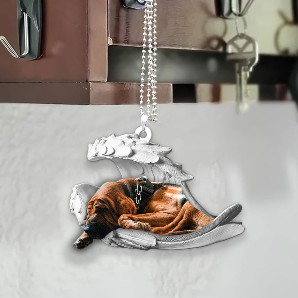 Godmerch- Ornaments- Bloodhound- Sleeping Angel-Two Sided Ornament, Dog Ornaments, Car Ornaments