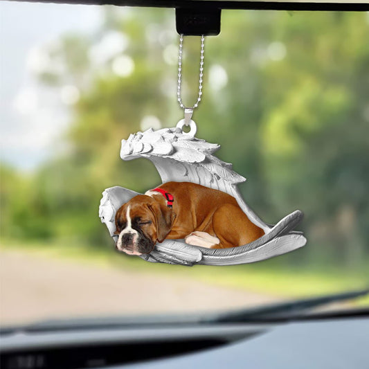 Godmerch- Ornaments- Boxer- Sleeping Angel-Two Sided Ornament, Dog Ornaments, Car Ornaments