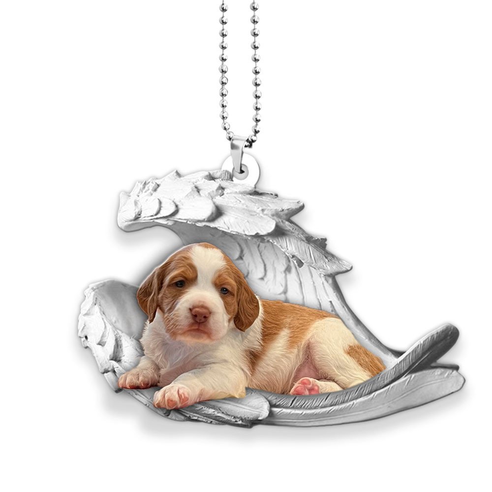 Godmerch- Ornaments- Brittany- Sleeping Angel-Two Sided Ornament, Dog Ornaments, Car Ornaments