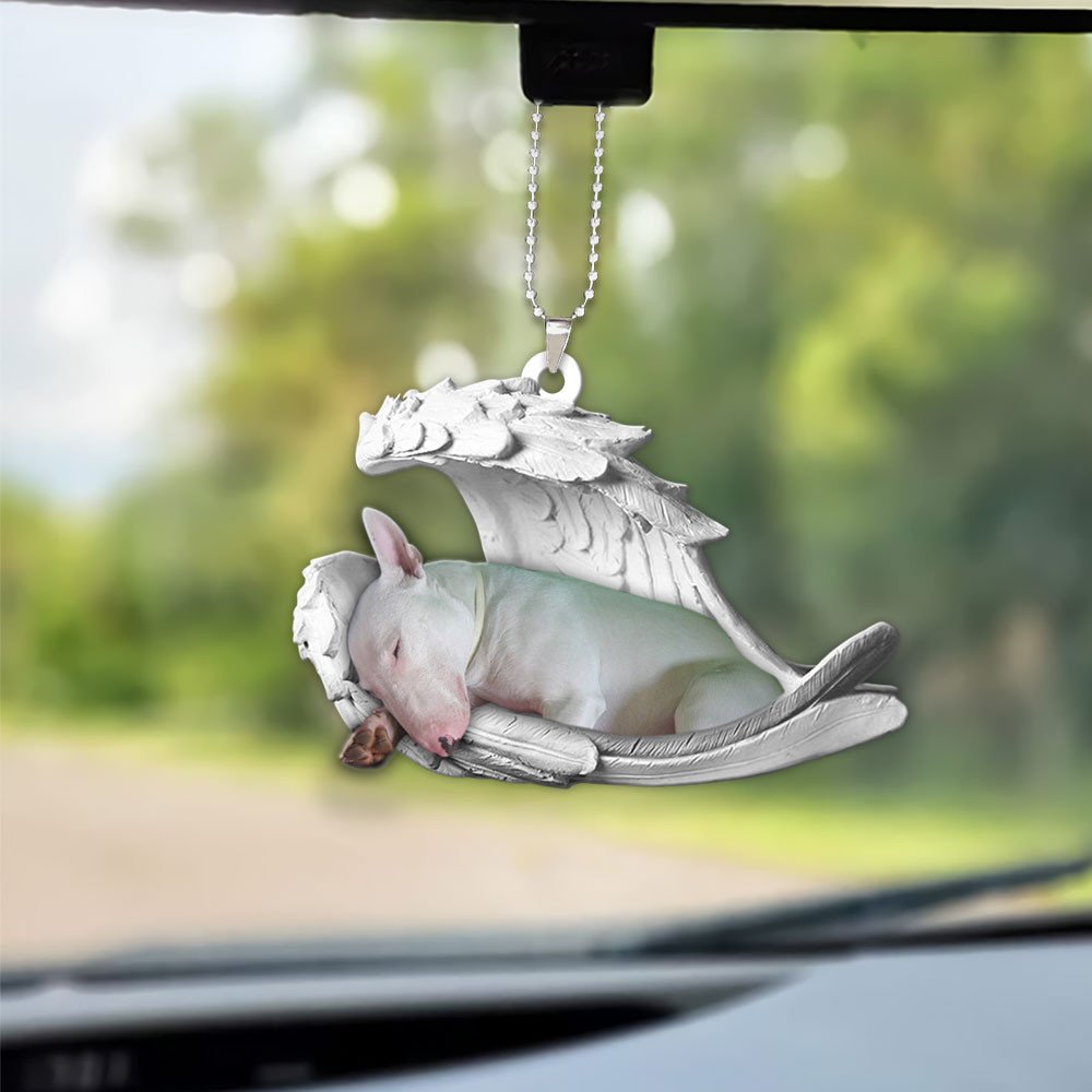 Godmerch- Ornaments- Bull Terrier- Sleeping Angel-Two Sided Ornament, Dog Ornaments, Car Ornaments