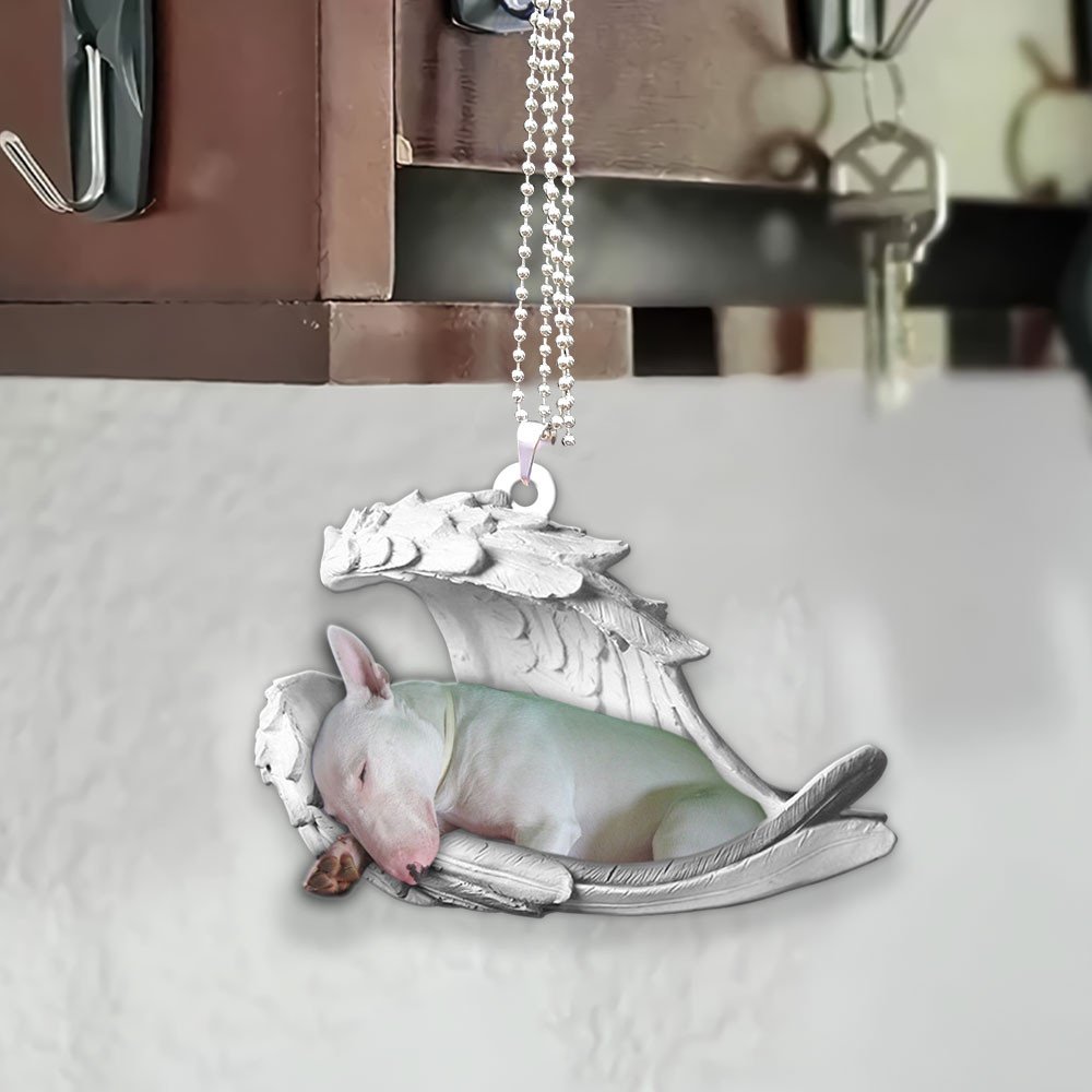 Godmerch- Ornaments- Bull Terrier- Sleeping Angel-Two Sided Ornament, Dog Ornaments, Car Ornaments