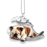 Godmerch- Ornaments- Bulldog- Sleeping Angel-Two Sided Ornament, Dog Ornaments, Car Ornaments