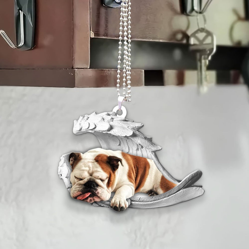 Godmerch- Ornaments- Bulldog- Sleeping Angel-Two Sided Ornament, Dog Ornaments, Car Ornaments