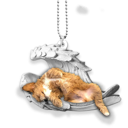 Godmerch- Ornaments- Cavapoo- Sleeping Angel-Two Sided Ornament, Dog Ornaments, Car Ornaments