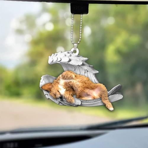 Godmerch- Ornaments- Cavapoo- Sleeping Angel-Two Sided Ornament, Dog Ornaments, Car Ornaments