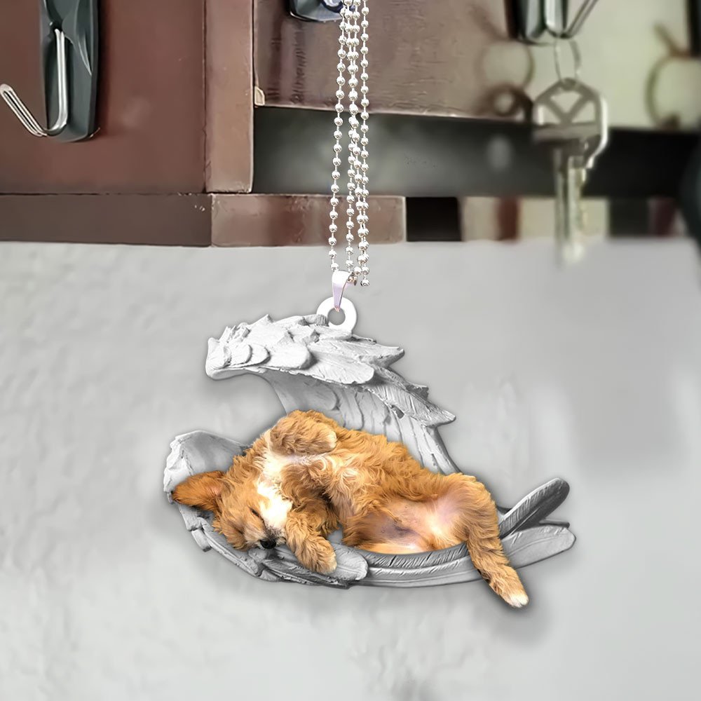 Godmerch- Ornaments- Cavapoo- Sleeping Angel-Two Sided Ornament, Dog Ornaments, Car Ornaments