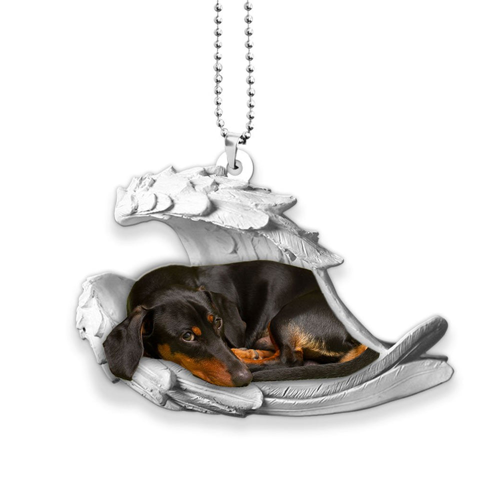 Godmerch- Ornaments- Dachshund- Sleeping Angel-Two Sided Ornament, Dog Ornaments, Car Ornaments