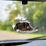 Godmerch- Ornaments- Dachshund- Sleeping Angel-Two Sided Ornament, Dog Ornaments, Car Ornaments