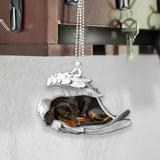 Godmerch- Ornaments- Dachshund- Sleeping Angel-Two Sided Ornament, Dog Ornaments, Car Ornaments