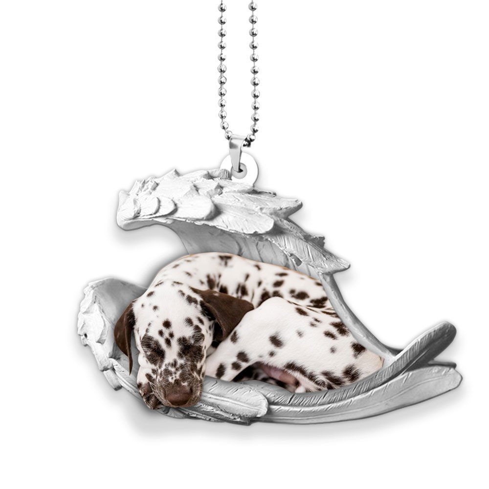 Godmerch- Ornaments- Dalmatian- Sleeping Angel-Two Sided Ornament, Dog Ornaments, Car Ornaments