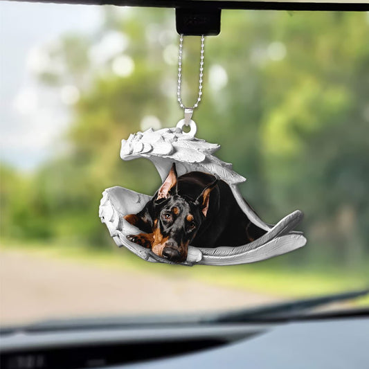 Godmerch- Ornaments- Doberman Pinscher- Sleeping Angel-Two Sided Ornament, Dog Ornaments, Car Ornaments