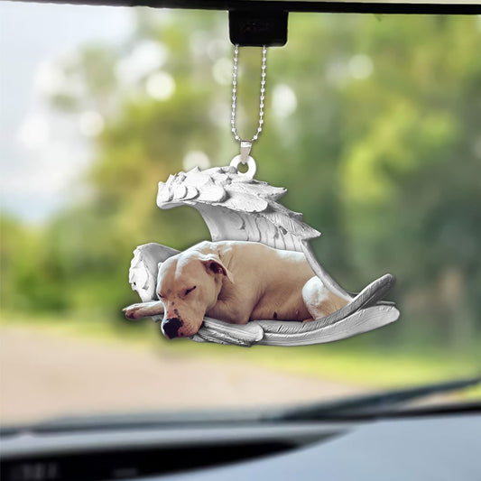 Godmerch- Ornaments- Dogo Argentino- Sleeping Angel-Two Sided Ornament, Dog Ornaments, Car Ornaments